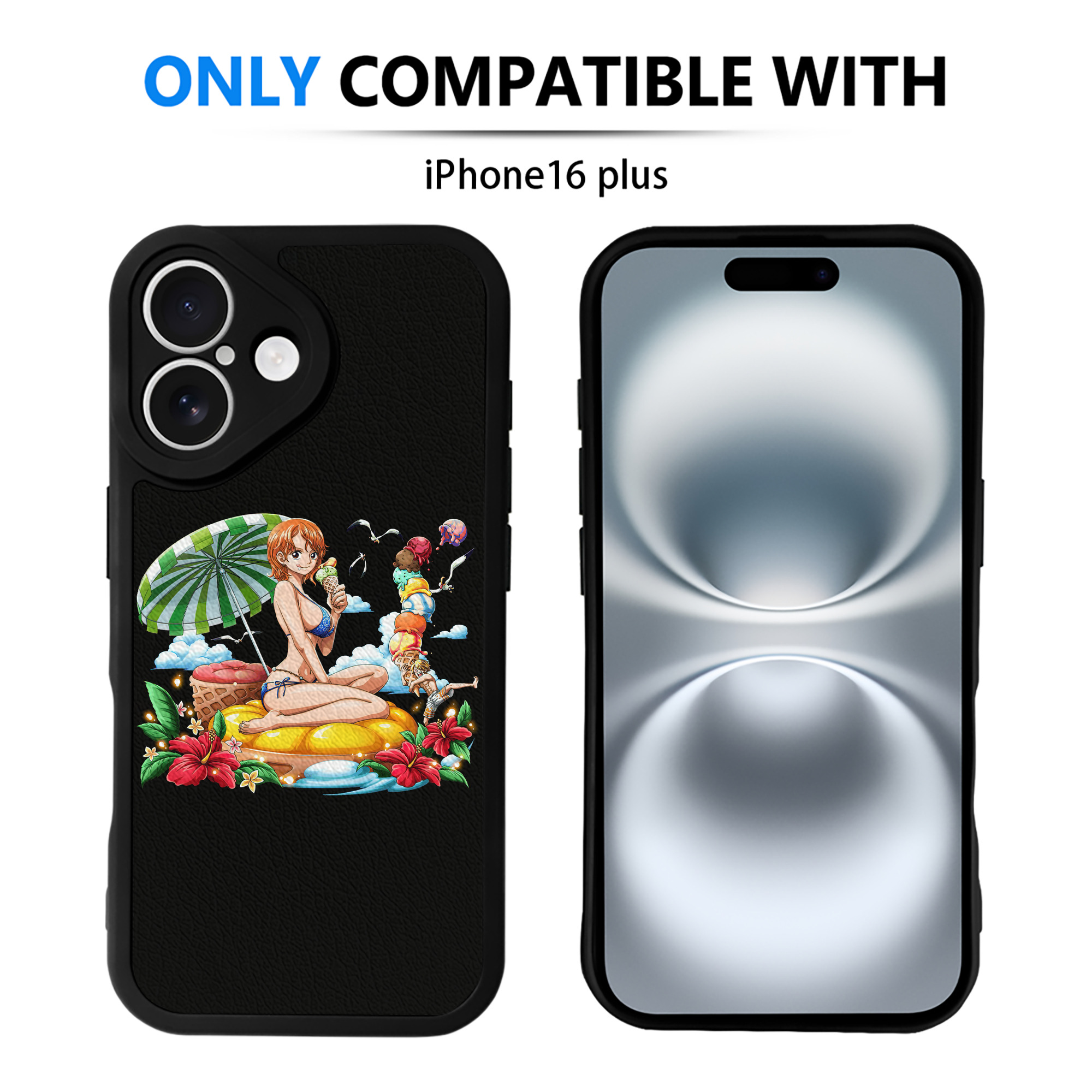 （画像用） ワンピース ナミ ONE PIECE Nami 【iPhone 16シリーズ対応】シリコンスマホケース（レザー調） 材質：シリコン